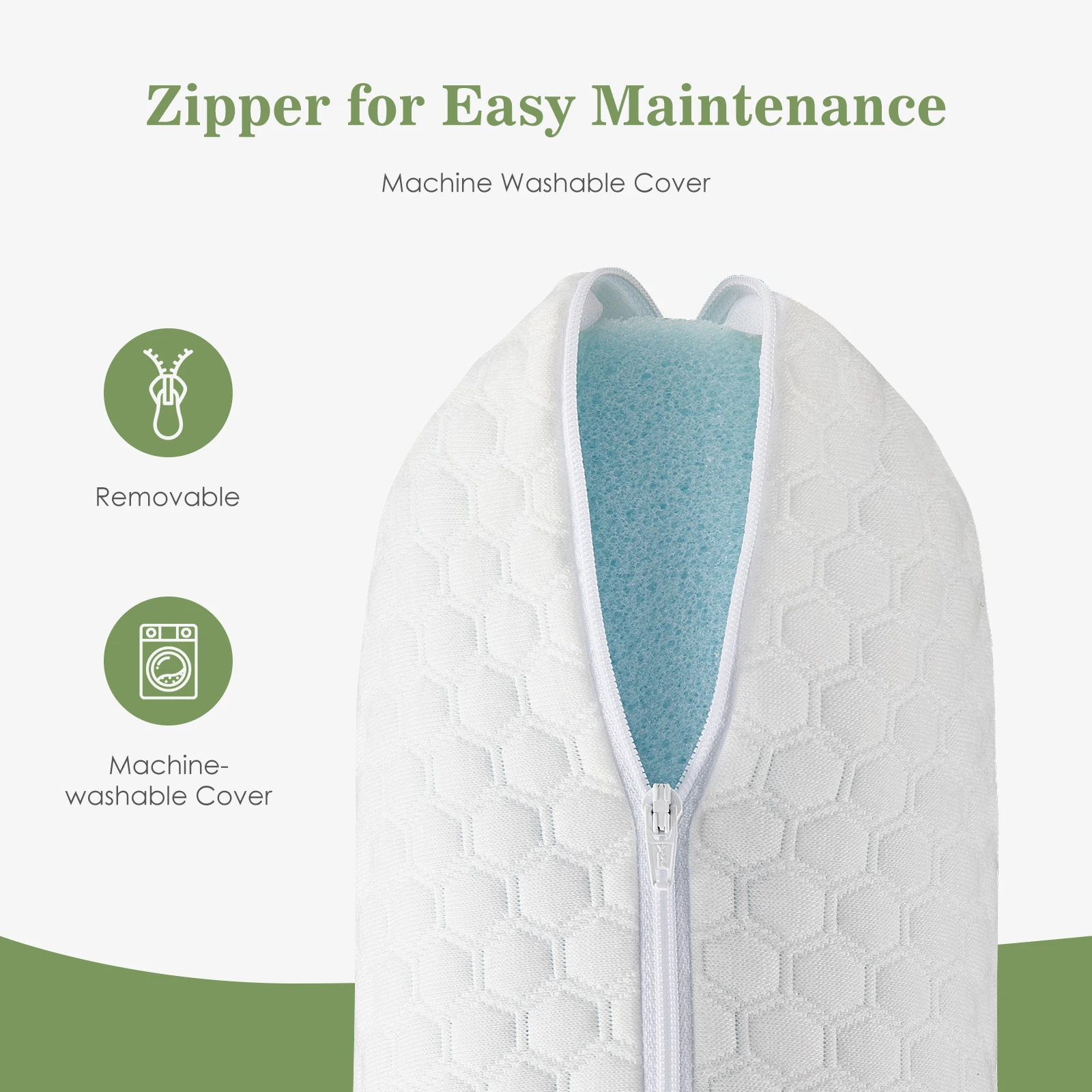 JHK 2-pieces Memory Foam Pillows Standard Size Neck Pillow Ventilated Cooling Bed Pillow with Removable Washable Cover Comfort - Image 3