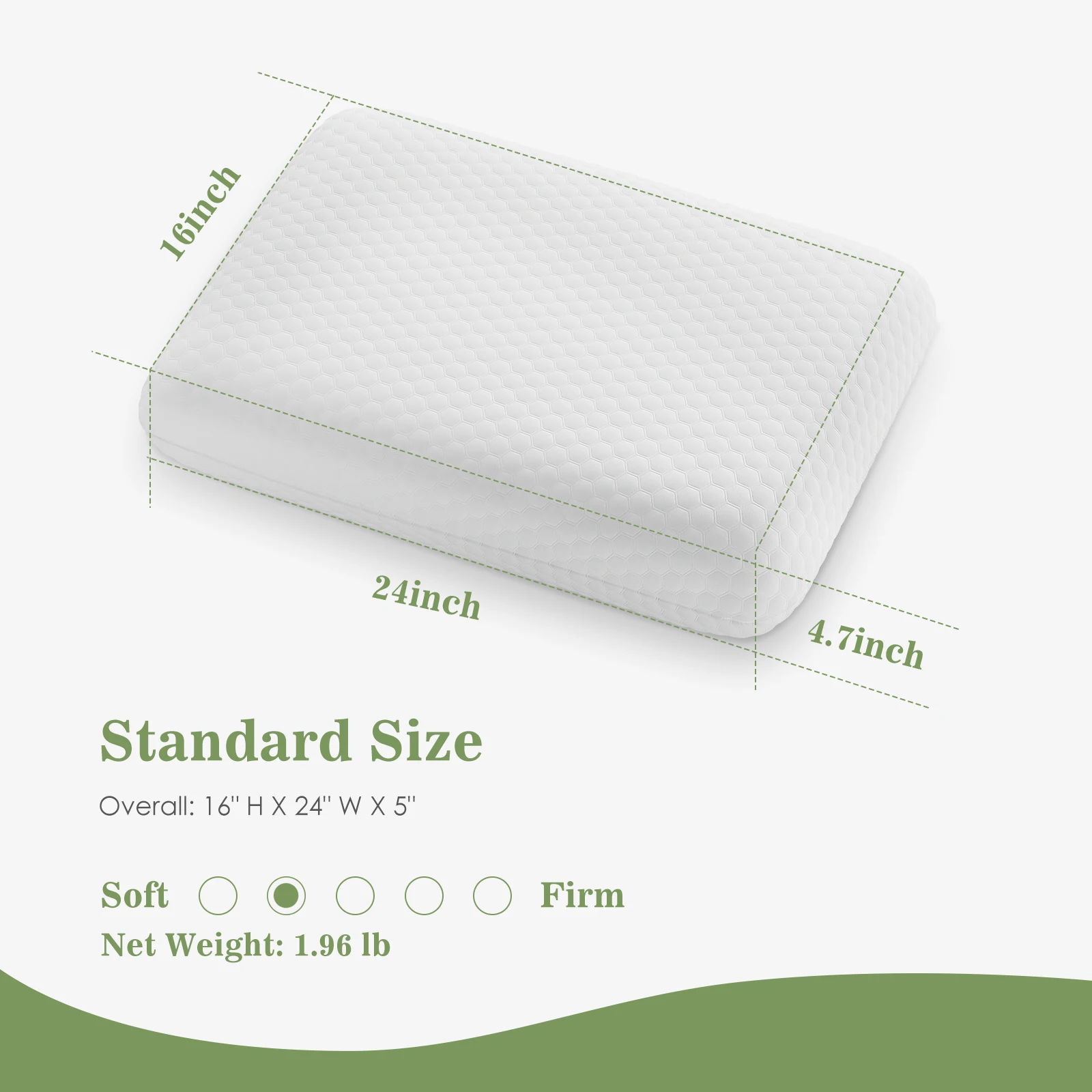 JHK 2-pieces Memory Foam Pillows Standard Size Neck Pillow Ventilated Cooling Bed Pillow with Removable Washable Cover Comfort - Image 4