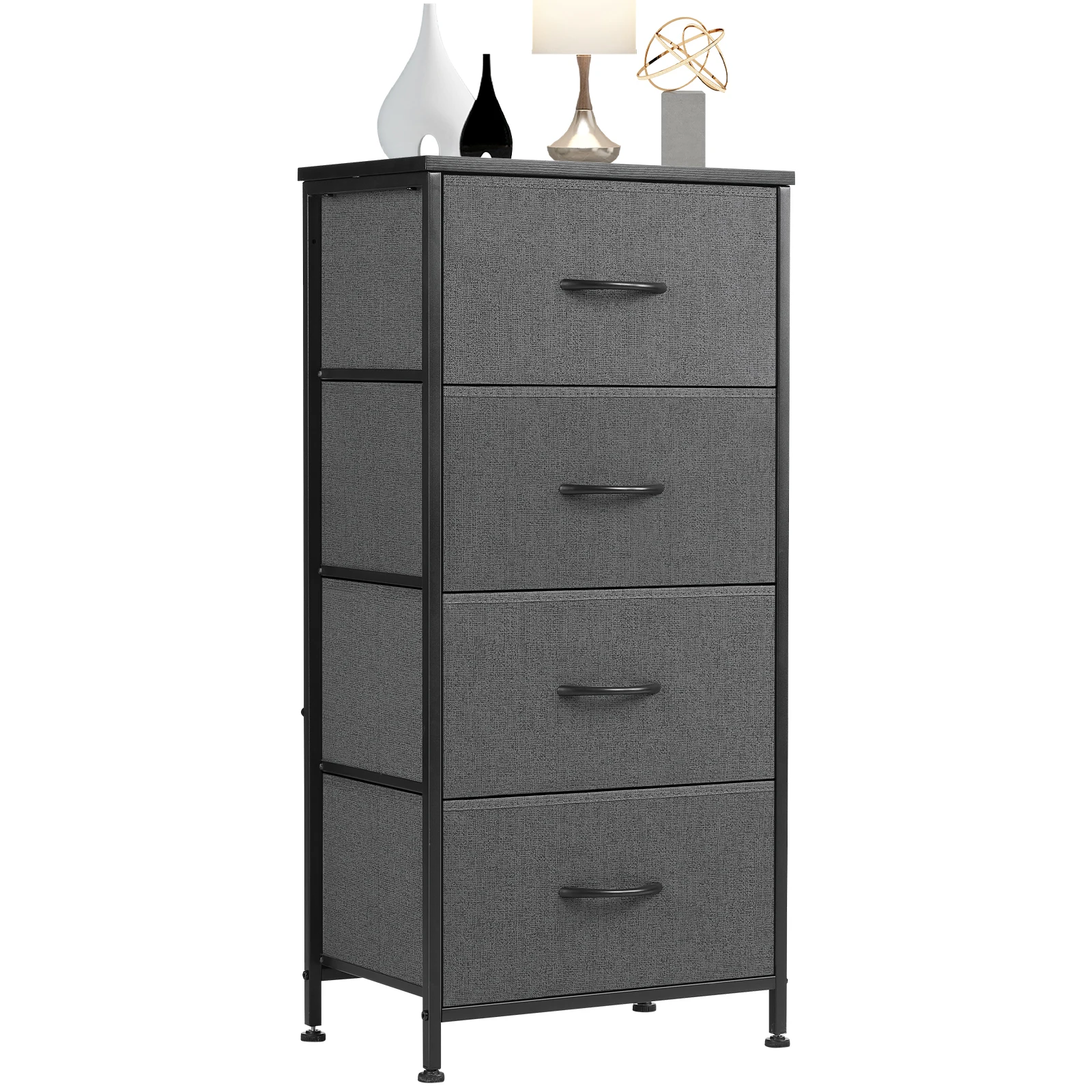 JHK Dresser For Bedroom With 4 Fabric Drawers Nightstand Wardrobe Steel Frame Closet For Clothes Storage Cabinet Of Furniture - Image 6