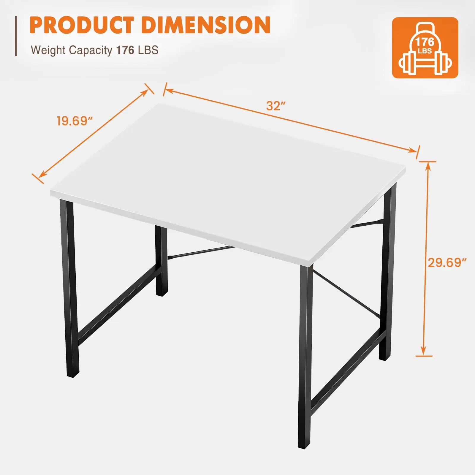 JHK Computer Office Desk Writing Study Office Gaming Table Modern Simple Style Compact Metal Frame Wood Tabletop Easy Assembly - Image 4